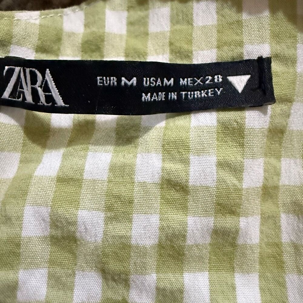 Zara green gingham cropped blouse size medium ￼ - Picture 3 of 3